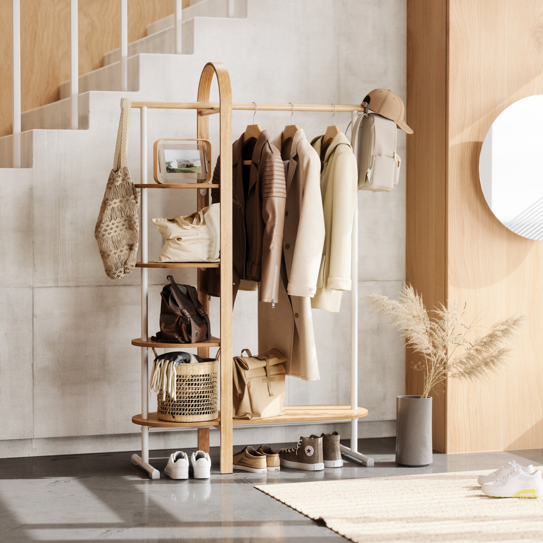 Shelf with clothes online hanger