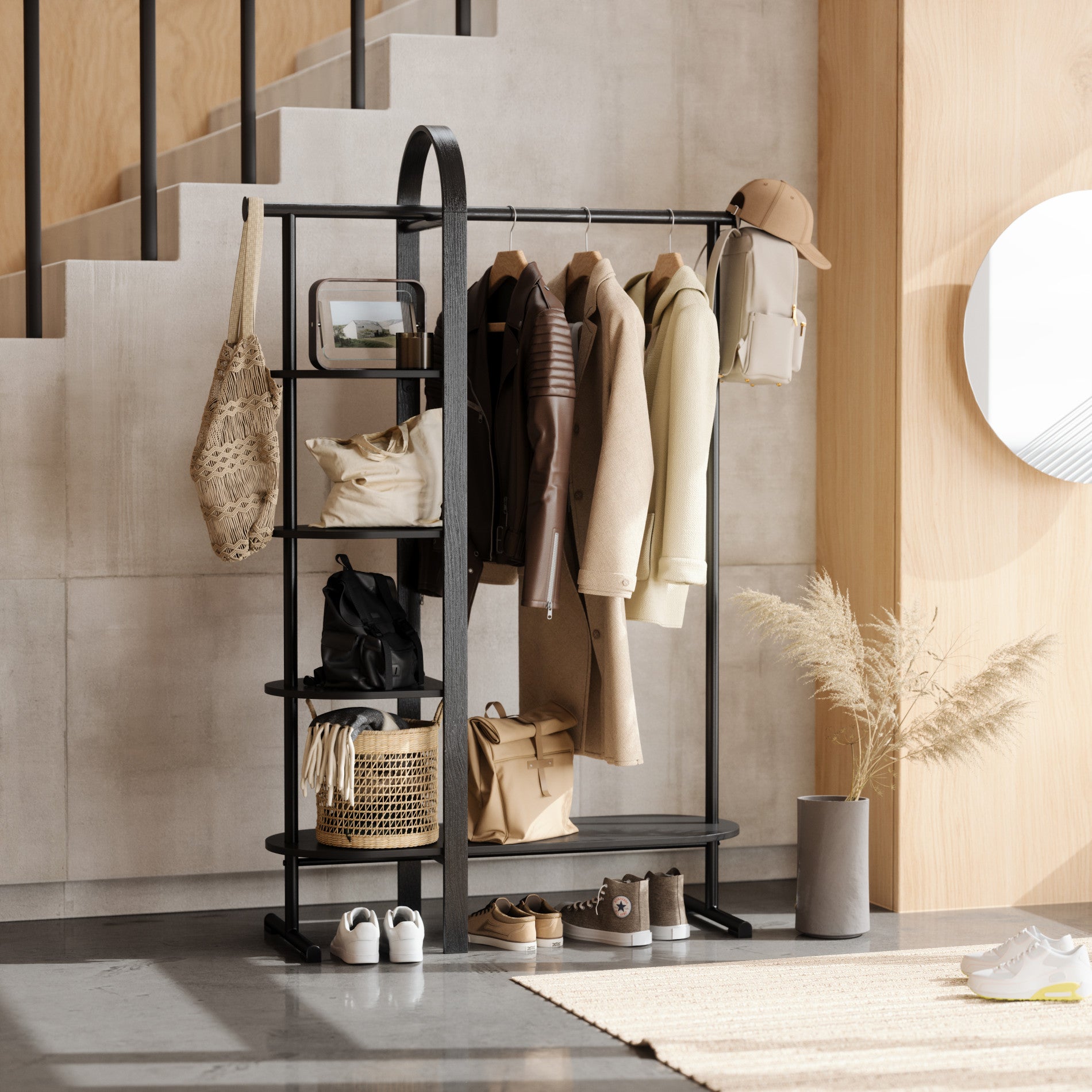 Clothes rack 2024 with shelves