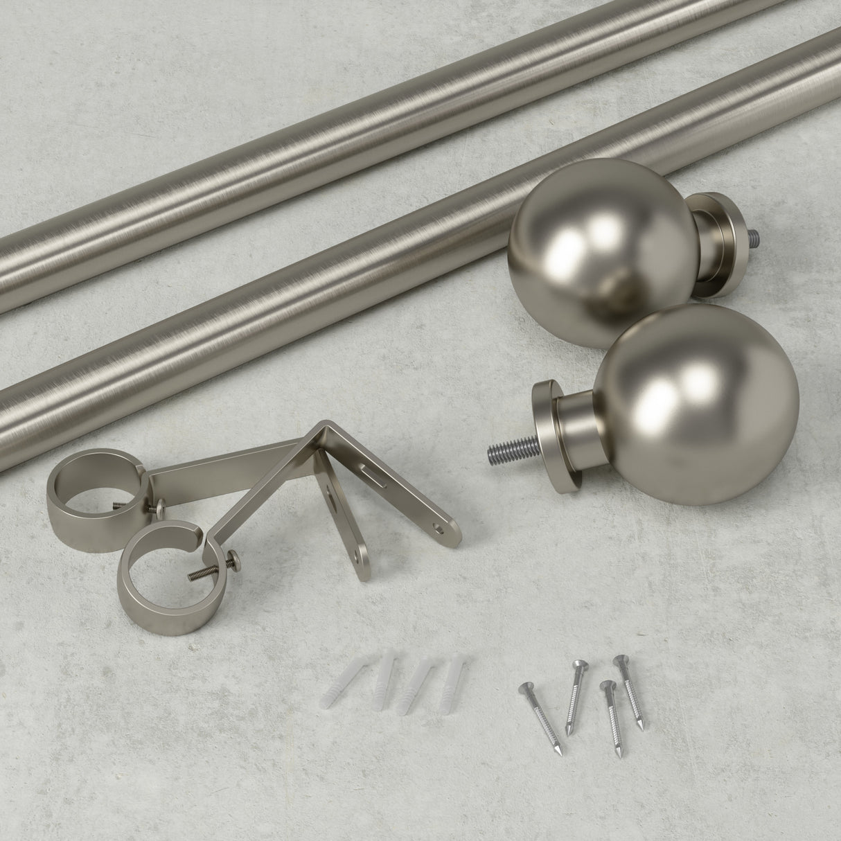 Single Curtain Rods | color: Eco-Friendly Nickel | size: 36-72" (91-183 cm) | diameter: 1" (2.5 cm)