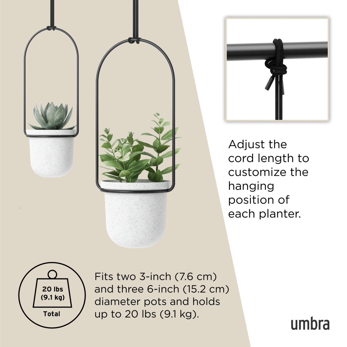 Hanging Planters | color: White-Black