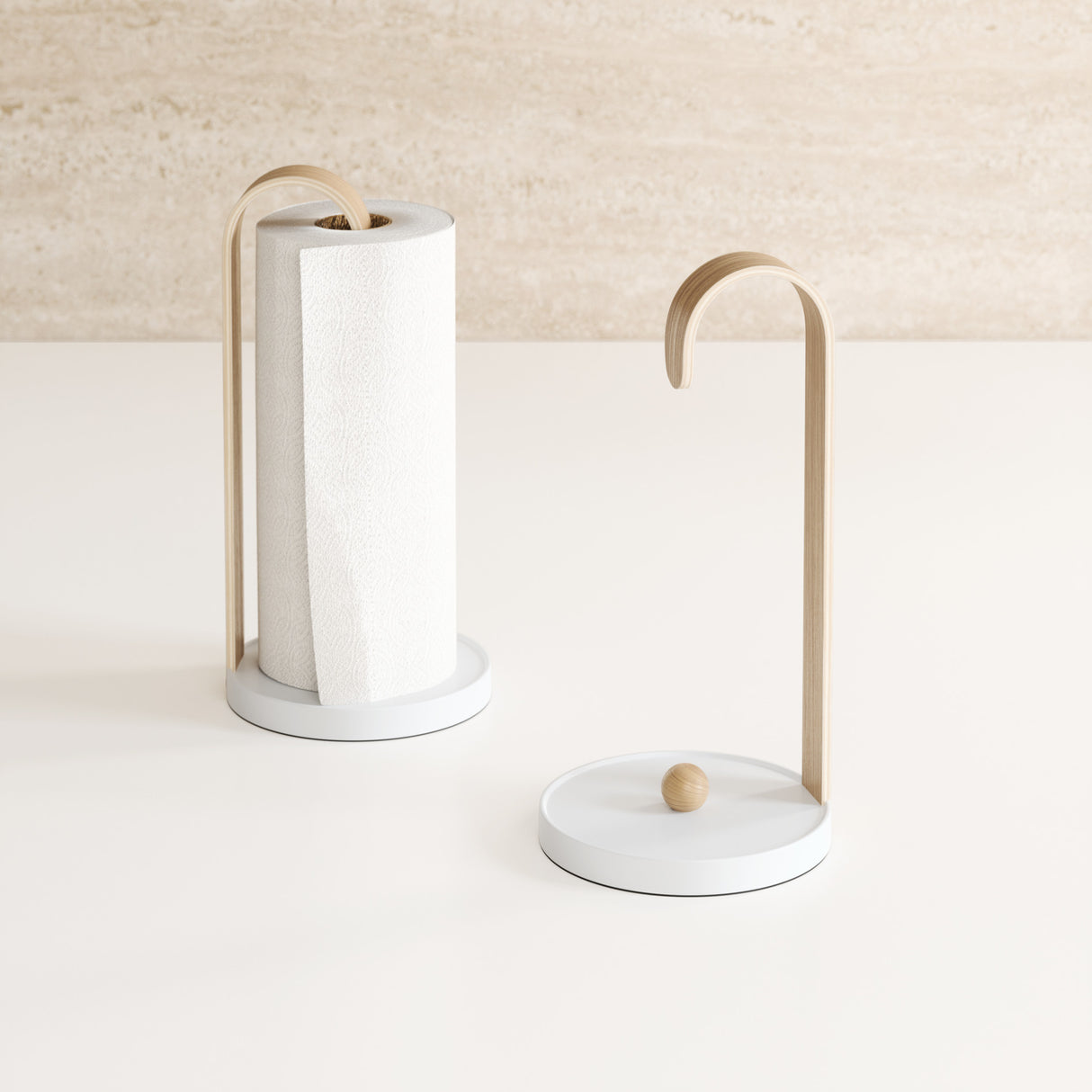 Paper Towel Holders | color: White-Natural