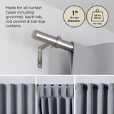 Single Curtain Rods | color: Nickel-Steel | size: 32-64" (81-162 cm) | diameter: 1" (2.5 cm)