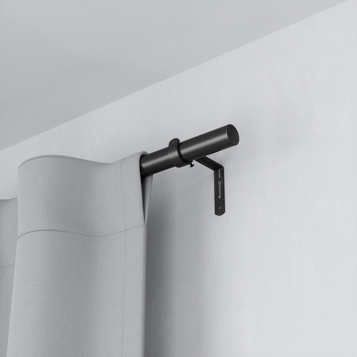 Single Curtain Rods | color: Matte Black | size: 64-128" (162-325 cm) | diameter: 1" (2.5 cm) | Hover