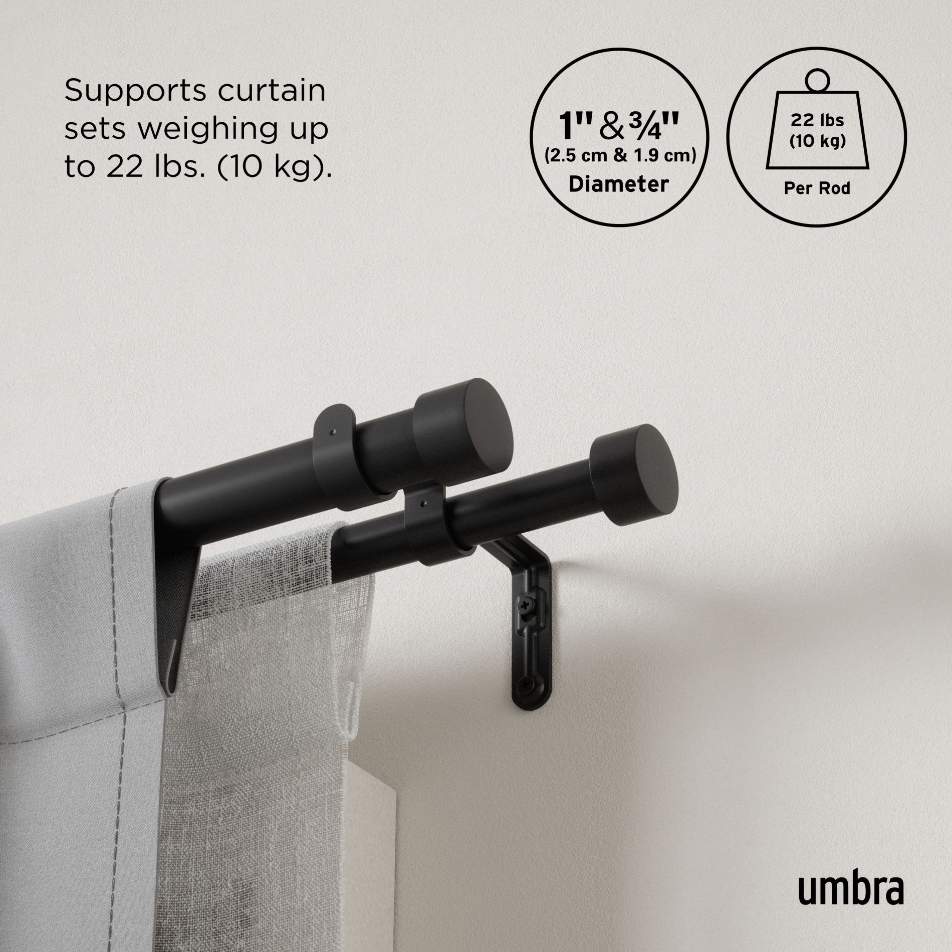 Cappa Adjustable Double Curtain Rod | Elevate Your Windows Today – Umbra