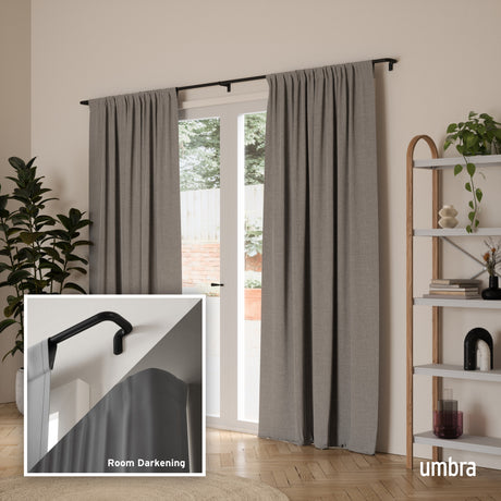 Single Curtain Rods | color: Matte-Black | size: 66-144" (168-365 cm) | diameter: 3/4" (1.9 cm)