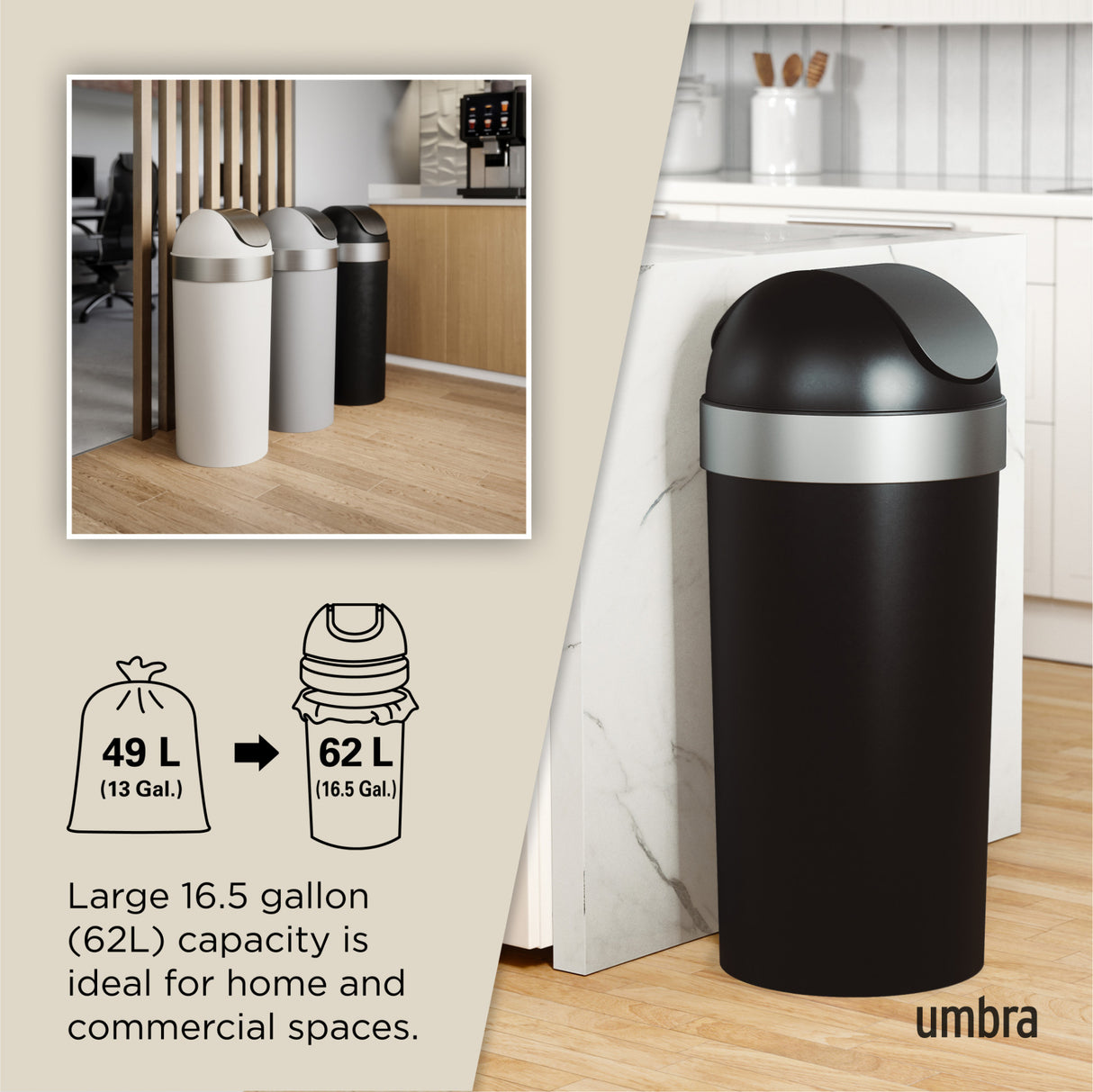 Kitchen Trash Cans | color: Black-Nickel