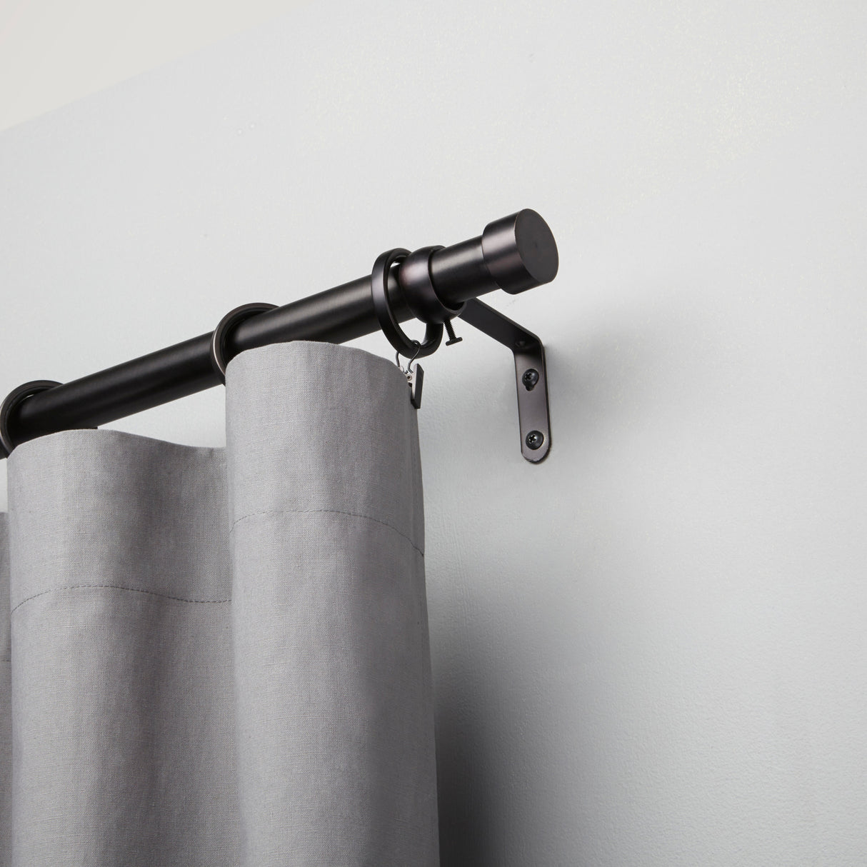 Single Curtain Rods | color: Brushed-Black | size: 36-66"(91-168cm) | diameter: 1"(2.5cm) | Hover