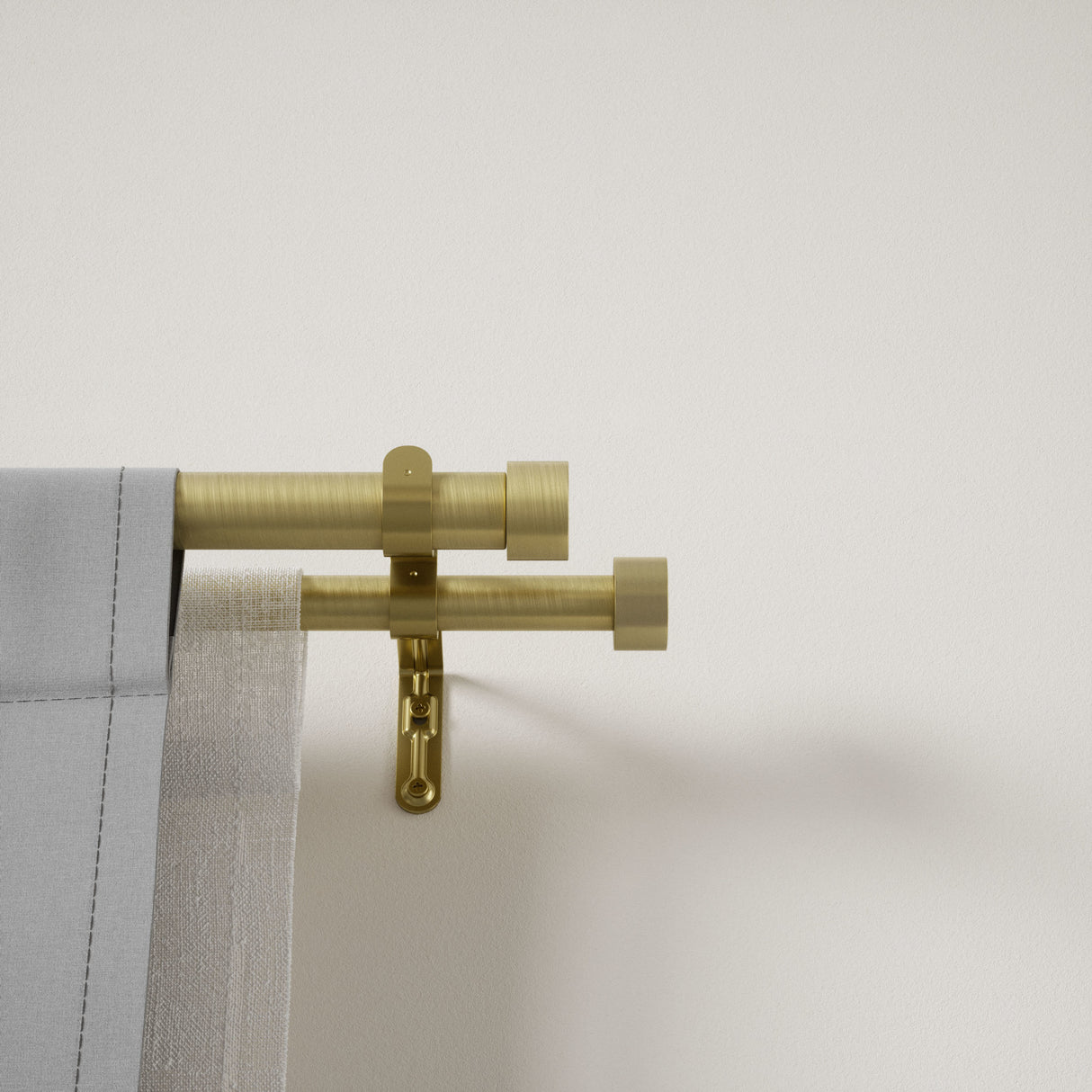 Double Curtain Rods | color: Brass | size: 36-66"(91-168cm) | diameter: 1"(2.5cm) | https://vimeo.com/625708779