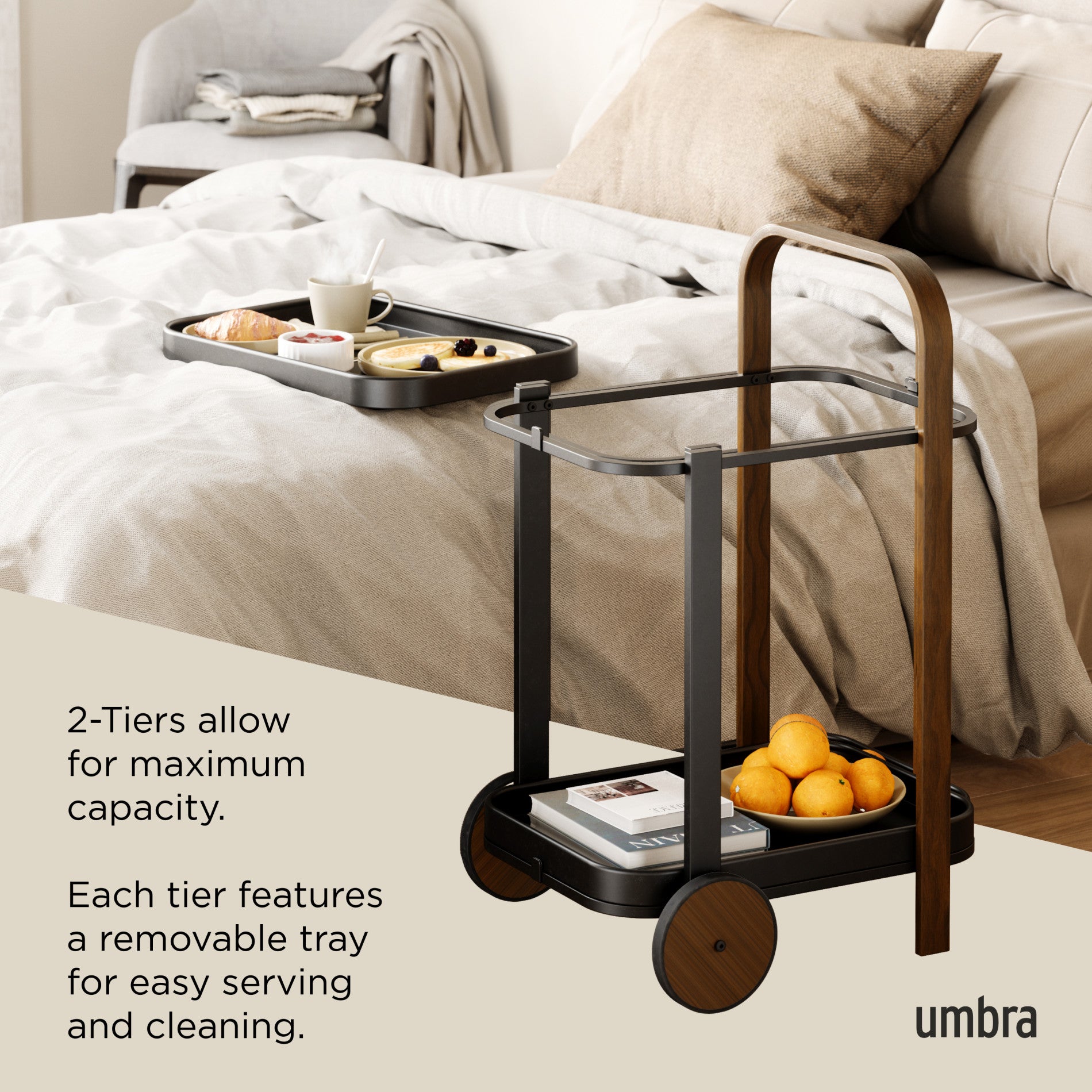 Bellwood Bar & Storage Cart - Modern Bar Cart | Umbra