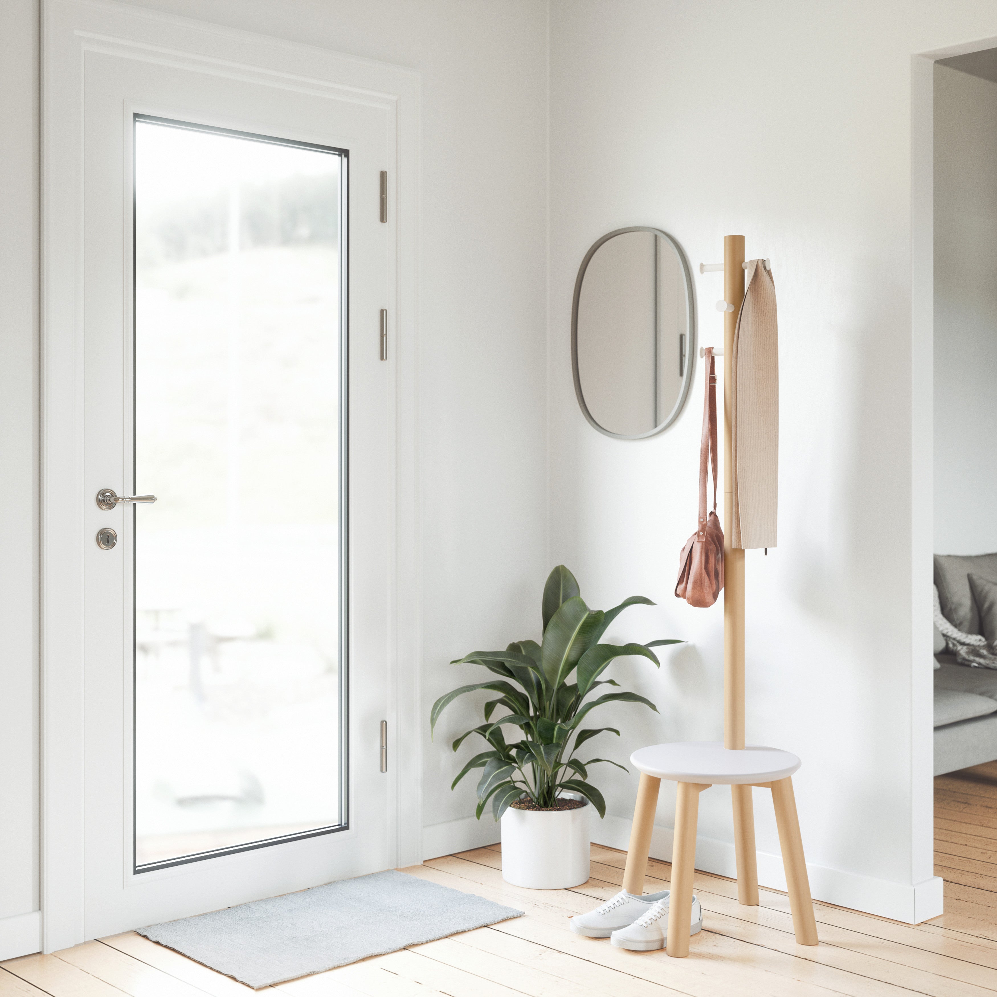 Pillar Stool & Coat Rack - The Ultimate Space Saver | Umbra