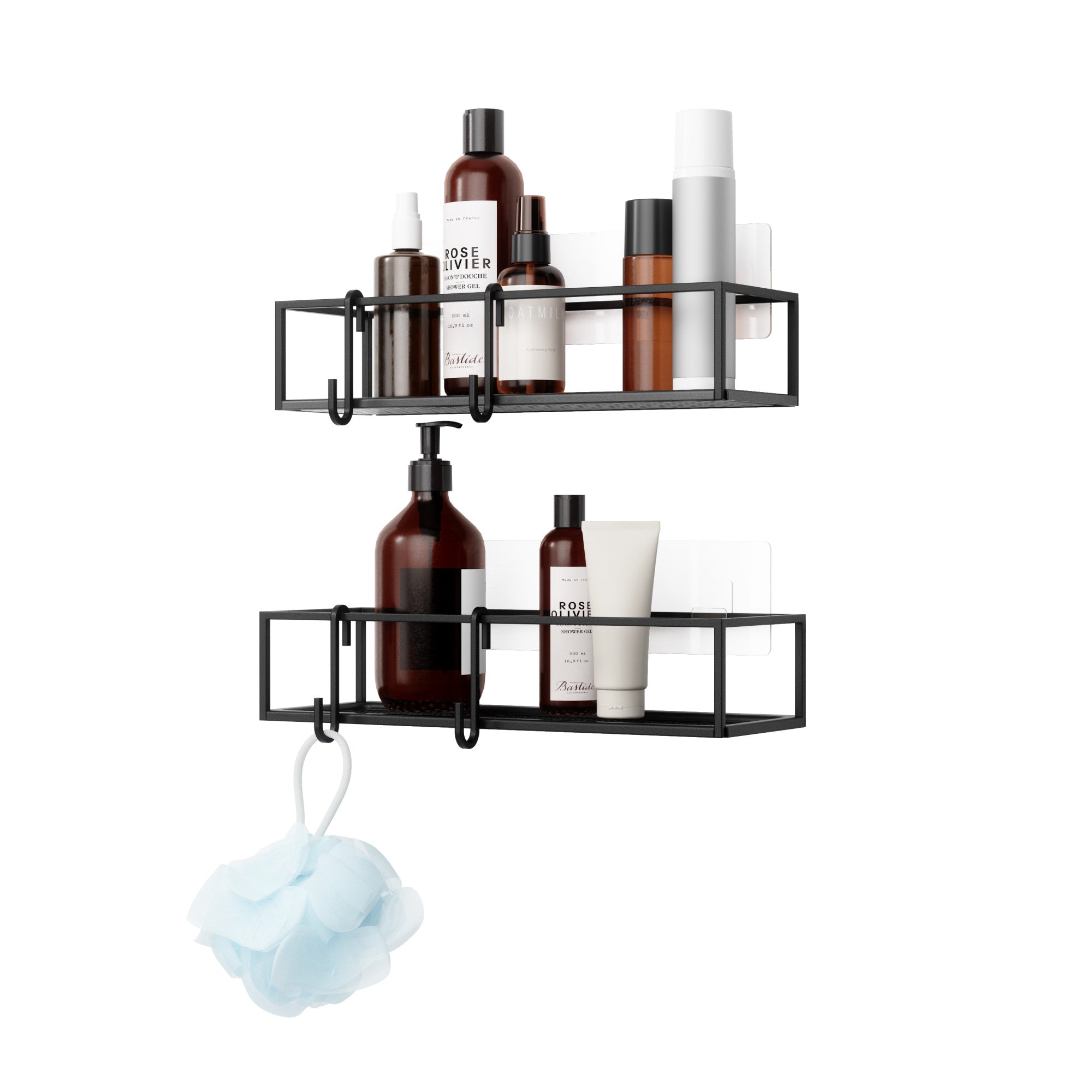 Acrylic Shower Caddy Shelves, 2 Pack Self Adhesive Bathroom Storage  Organizer, H