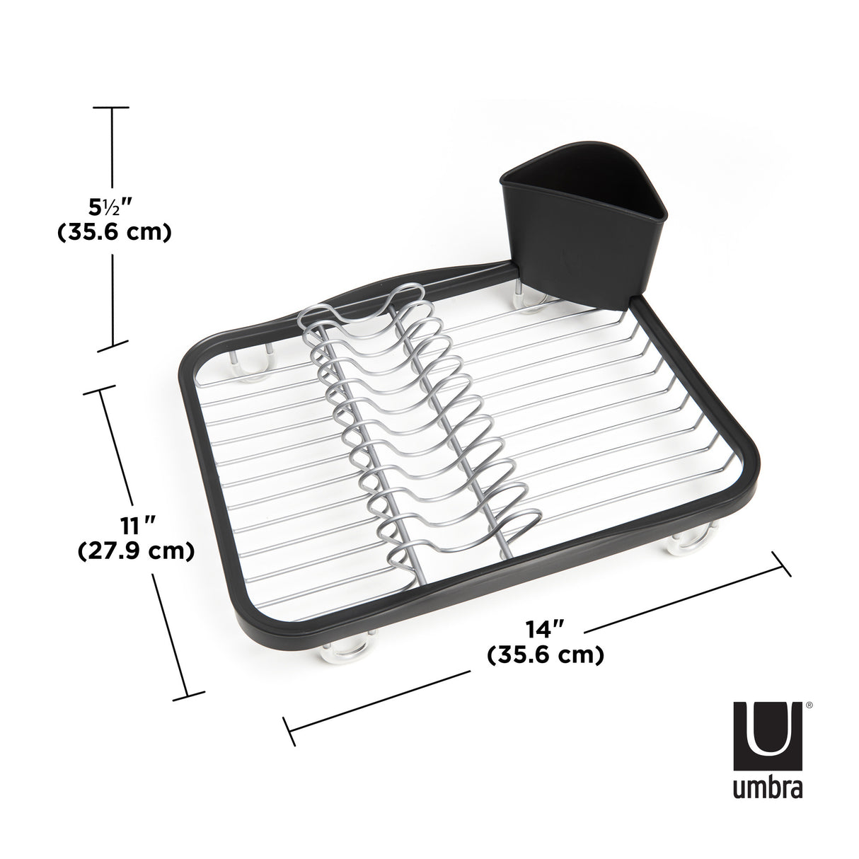 Umbra 13.54-in W x 16.57-in L x 5.87-in H Plastic Dish Rack and Drip Tray  at
