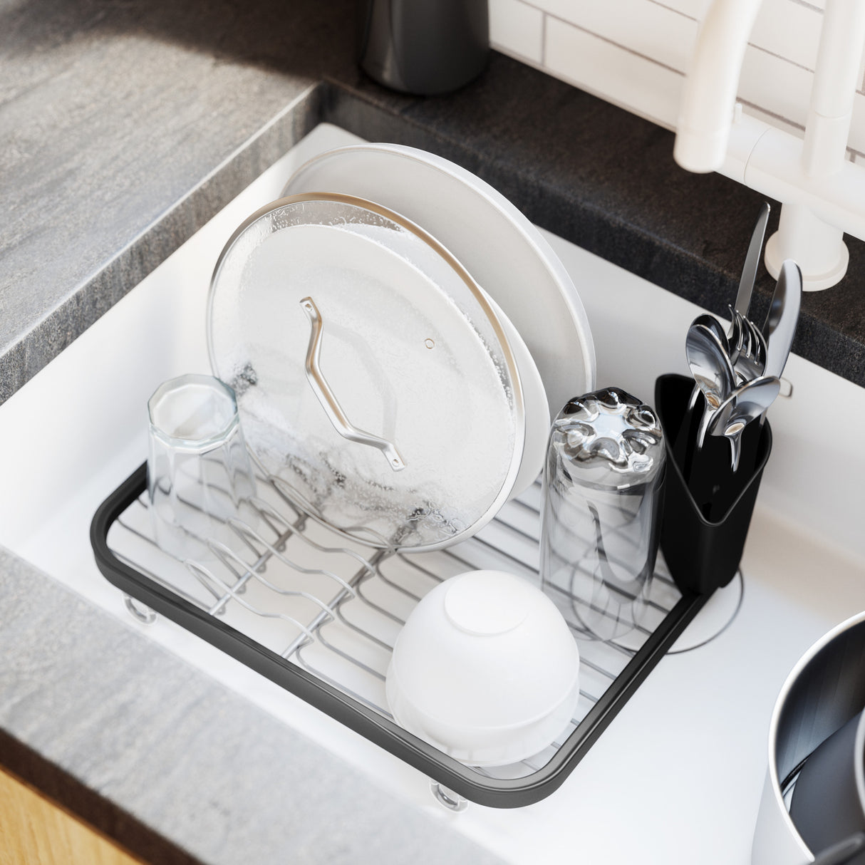 Mini Dish Drying Sink Rack Kitchen Small Dish Drainer Rack with Removable  Drip Tray - Metal Anti Rust Counter Drain Dryer Racks