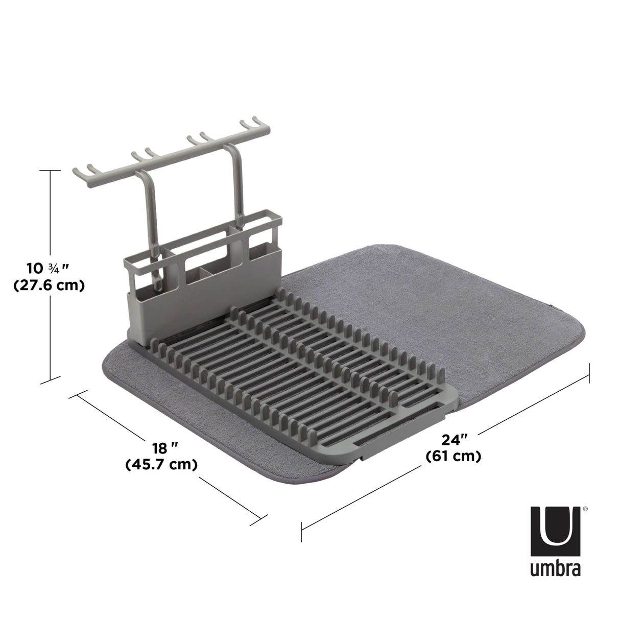 Umbra XDRY Dish Drying Rack and Microfiber Dish Mat-1009253-149