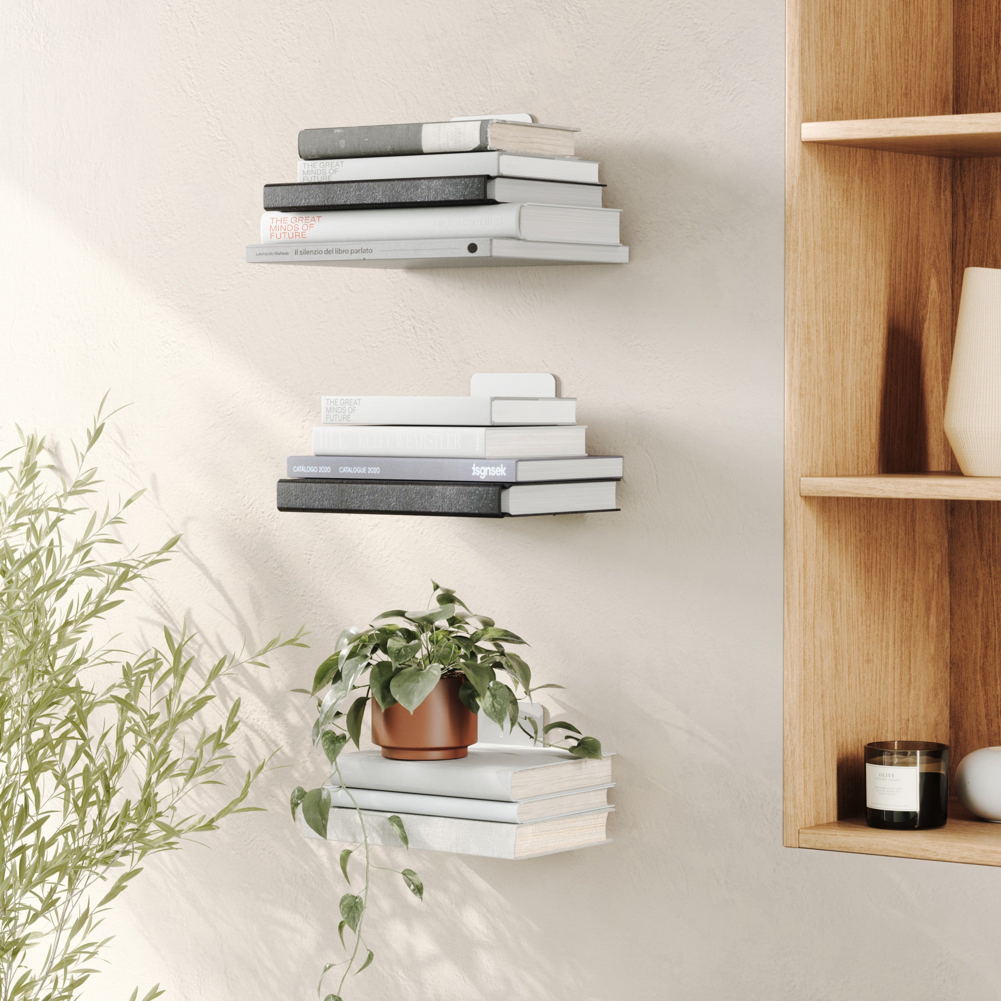 Conceal Shelf Set of 3 - Invisible Floating Bookshelves | Umbra