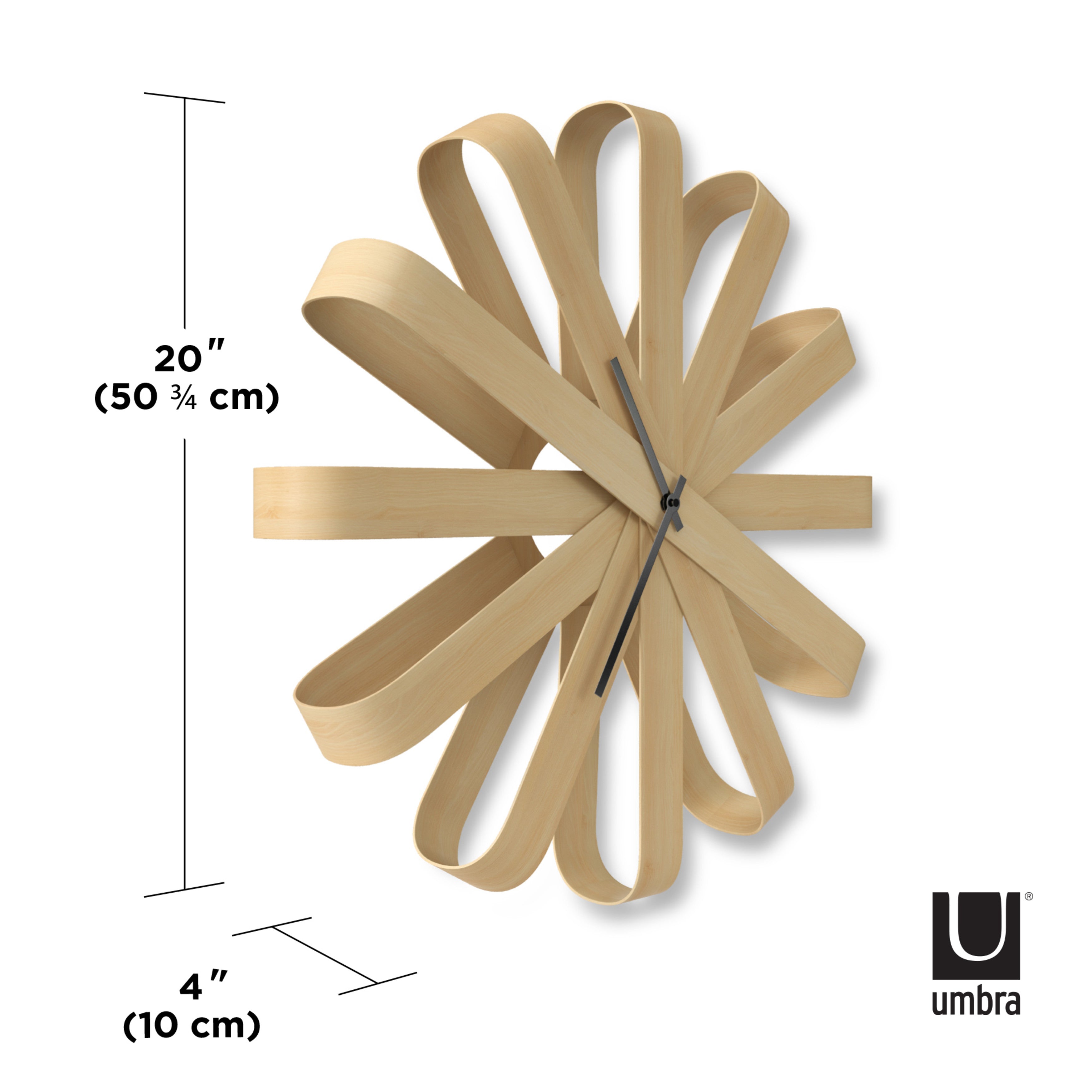 Ribbonwood Wall Clock - Modern Wooden Clock | Umbra