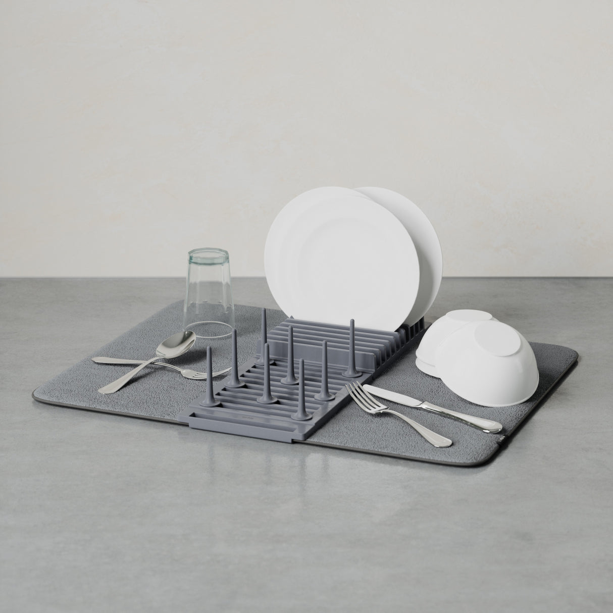 Umbra Udry Dish Rack with Dry Mat - Charcoal