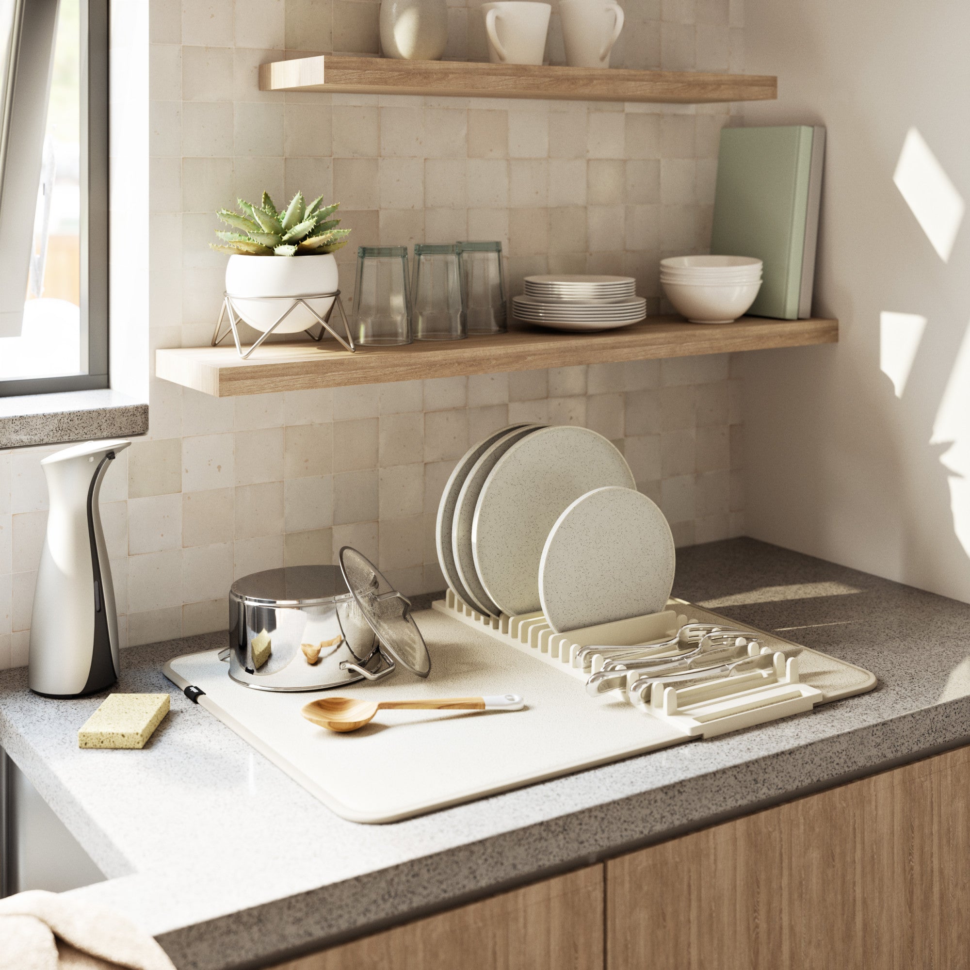 Dish rack under online cabinet