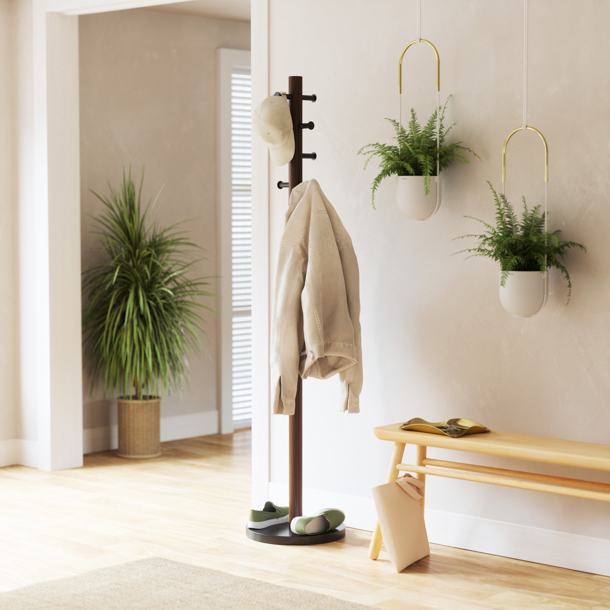 Pillar stool with discount built in coat rack